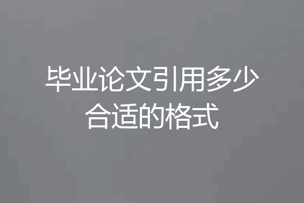 毕业论文引用多少合适的格式