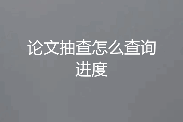 论文抽查怎么查询进度