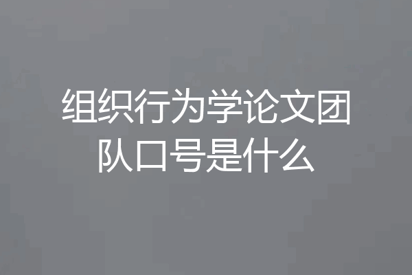 组织行为学论文团队口号是什么