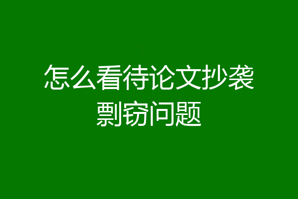 怎么看待论文抄袭剽窃问题