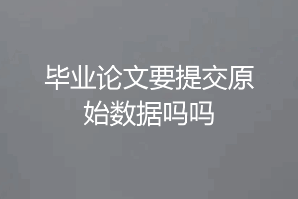 毕业论文要提交原始数据吗吗