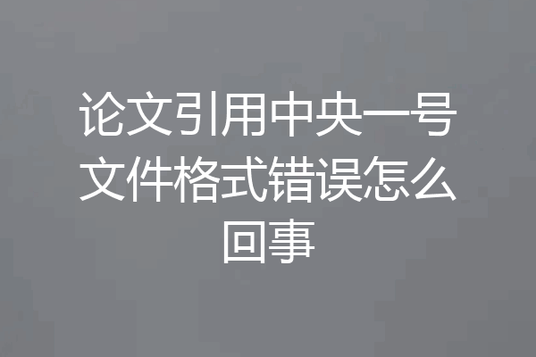 论文引用中央一号文件格式错误怎么回事