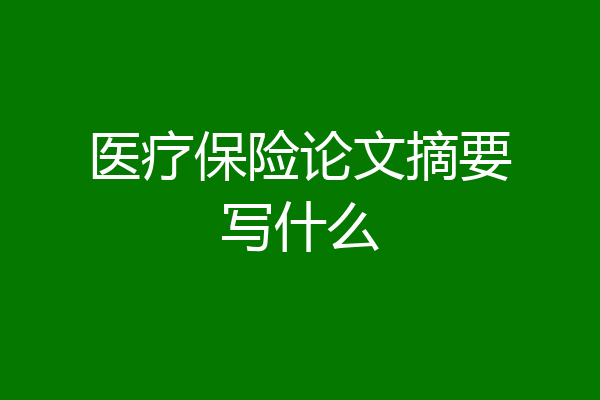 医疗保险论文摘要写什么