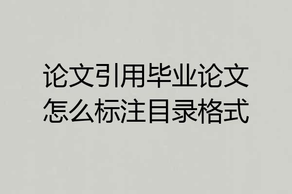 论文引用毕业论文怎么标注目录格式