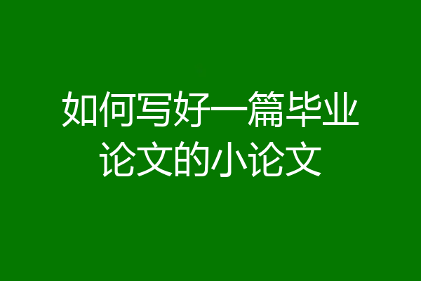 如何写好一篇毕业论文的小论文