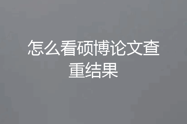 怎么看硕博论文查重结果
