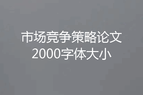 市场竞争策略论文2000字体大小