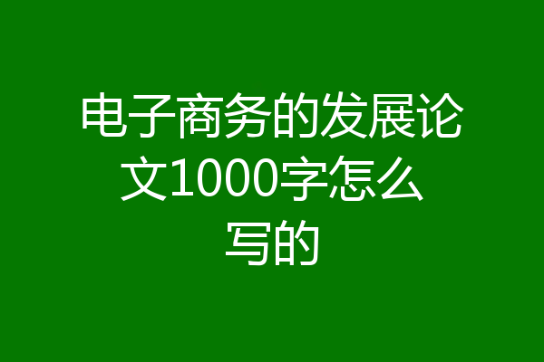 电子商务的发展论文1000字怎么写的