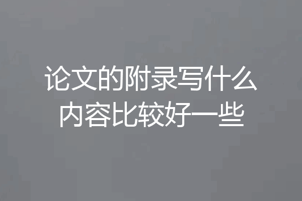 论文的附录写什么内容比较好一些