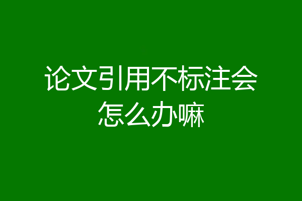 论文引用不标注会怎么办嘛