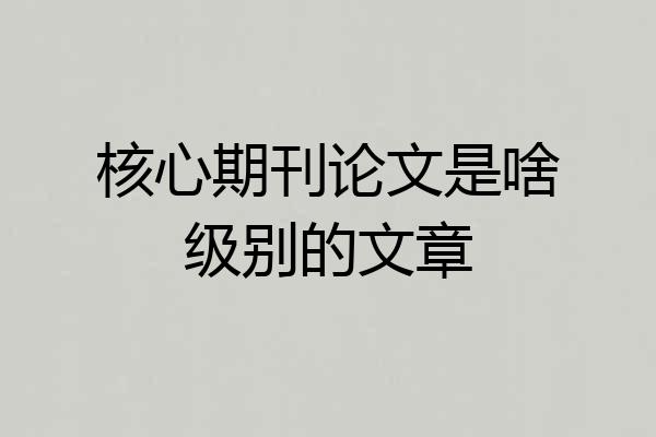 核心期刊论文是啥级别的文章