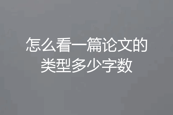 怎么看一篇论文的类型多少字数