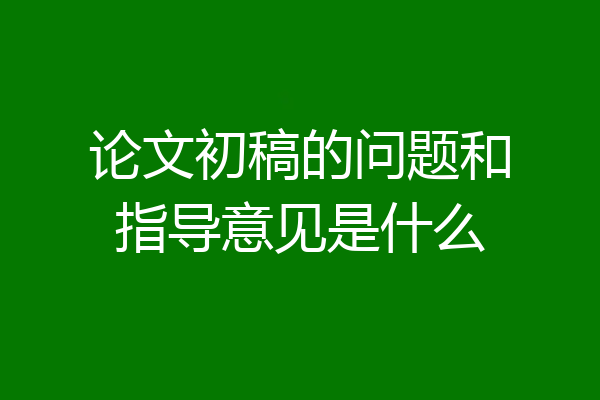 论文初稿的问题和指导意见是什么