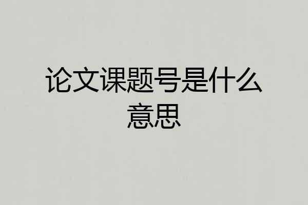 论文课题号是什么意思