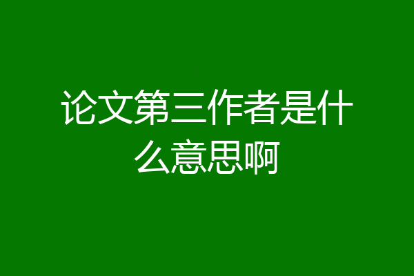 论文第三作者是什么意思啊