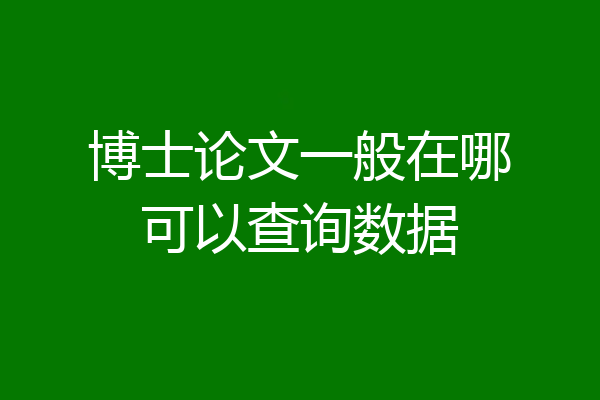博士论文一般在哪可以查询数据