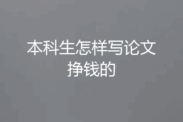 本科生怎样写论文挣钱的