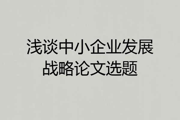 浅谈中小企业发展战略论文选题