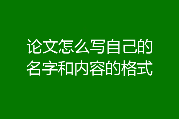 论文怎么写自己的名字和内容的格式
