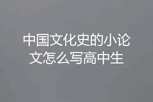 中国文化史的小论文怎么写高中生