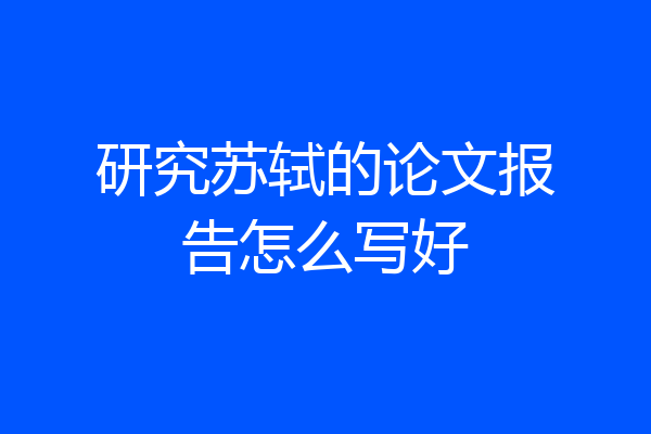 研究苏轼的论文报告怎么写好