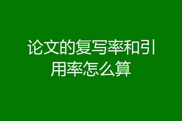 论文的复写率和引用率怎么算