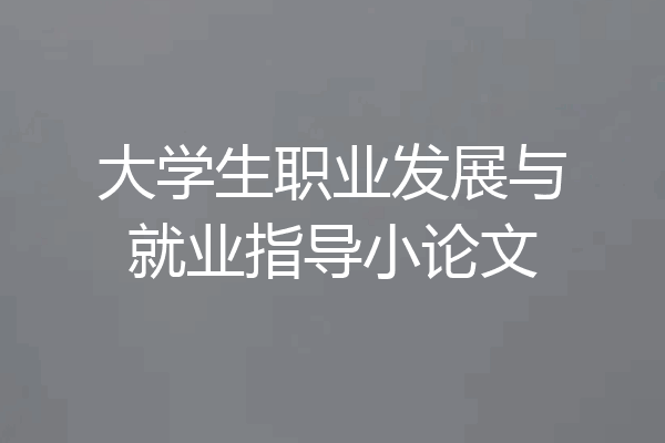 大学生职业发展与就业指导小论文