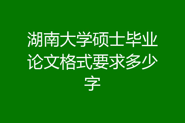 湖南大学硕士毕业论文格式要求多少字