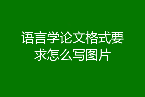 语言学论文格式要求怎么写图片