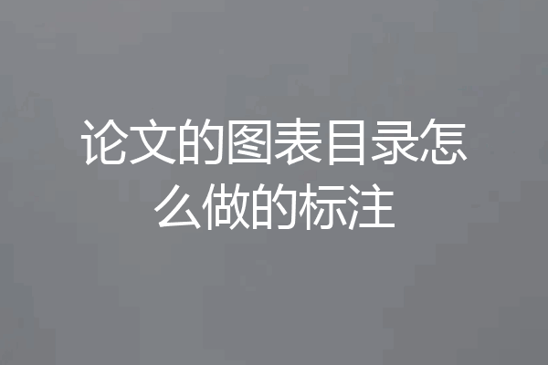 论文的图表目录怎么做的标注