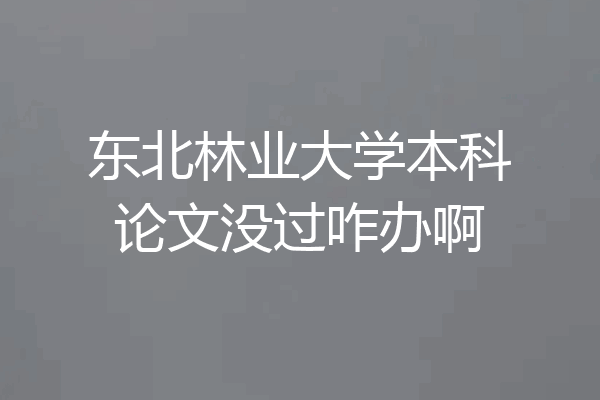 东北林业大学本科论文没过咋办啊