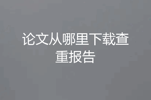 论文从哪里下载查重报告
