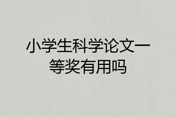 小学生科学论文一等奖有用吗