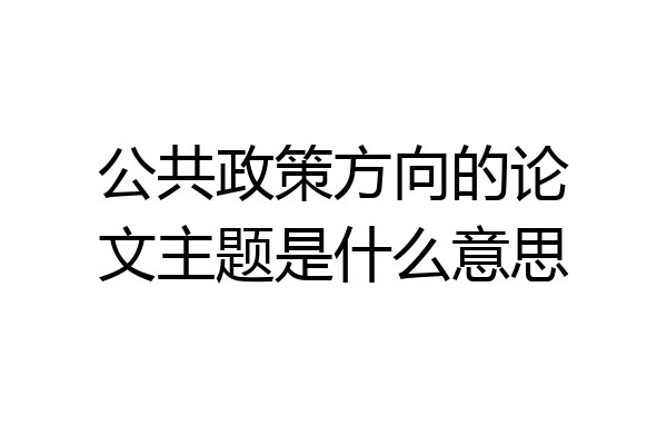 公共政策方向的论文主题是什么意思