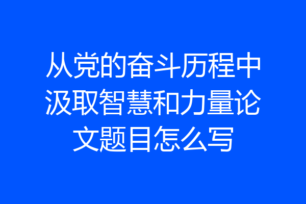 从党的奋斗历程中汲取智慧和力量论文题目怎么写