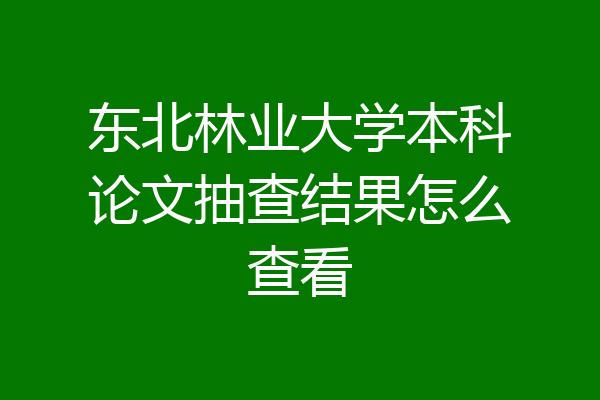 东北林业大学本科论文抽查结果怎么查看