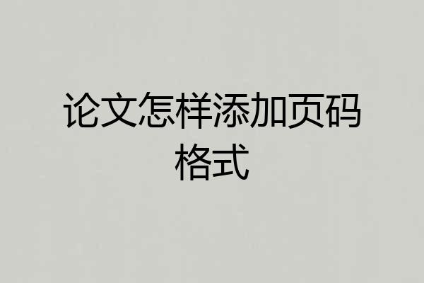 论文怎样添加页码格式