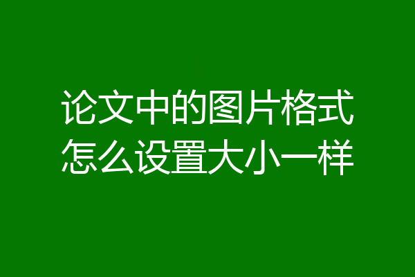 论文中的图片格式怎么设置大小一样