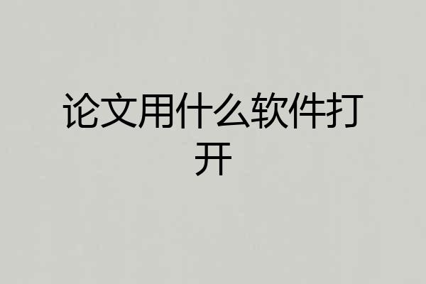 论文用什么软件打开