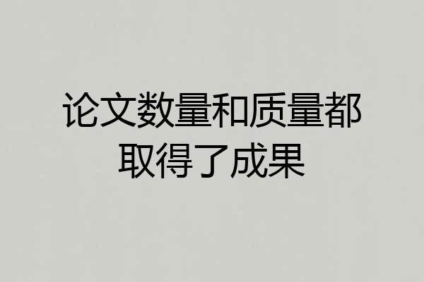 论文数量和质量都取得了成果