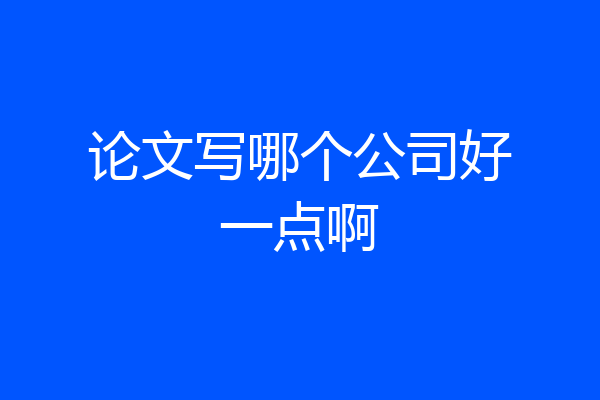 论文写哪个公司好一点啊