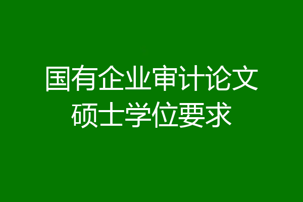 国有企业审计论文硕士学位要求
