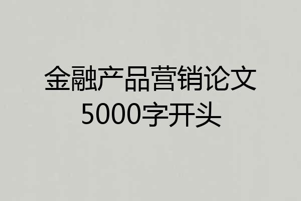 金融产品营销论文5000字开头