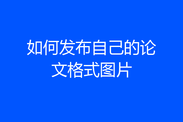 如何发布自己的论文格式图片