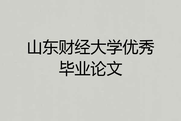 山东财经大学优秀毕业论文