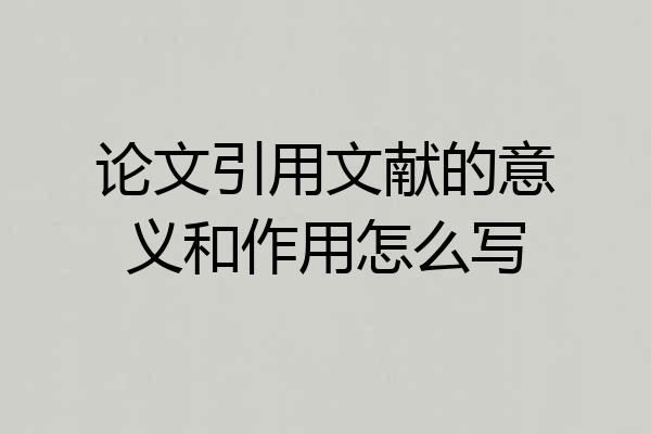 论文引用文献的意义和作用怎么写