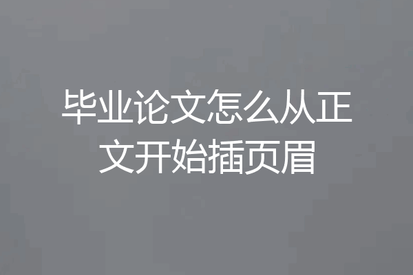 毕业论文怎么从正文开始插页眉