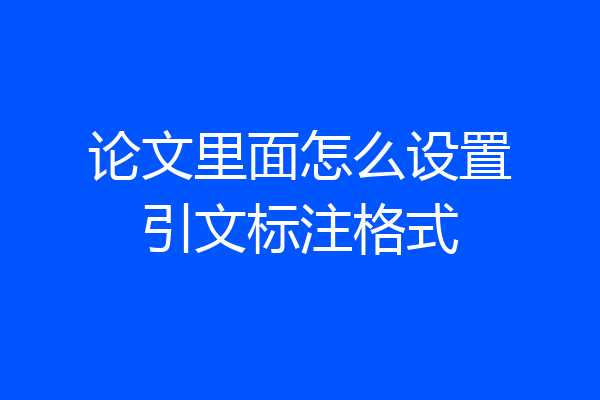 论文里面怎么设置引文标注格式