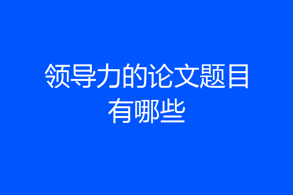 领导力的论文题目有哪些