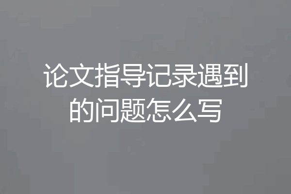 论文指导记录遇到的问题怎么写